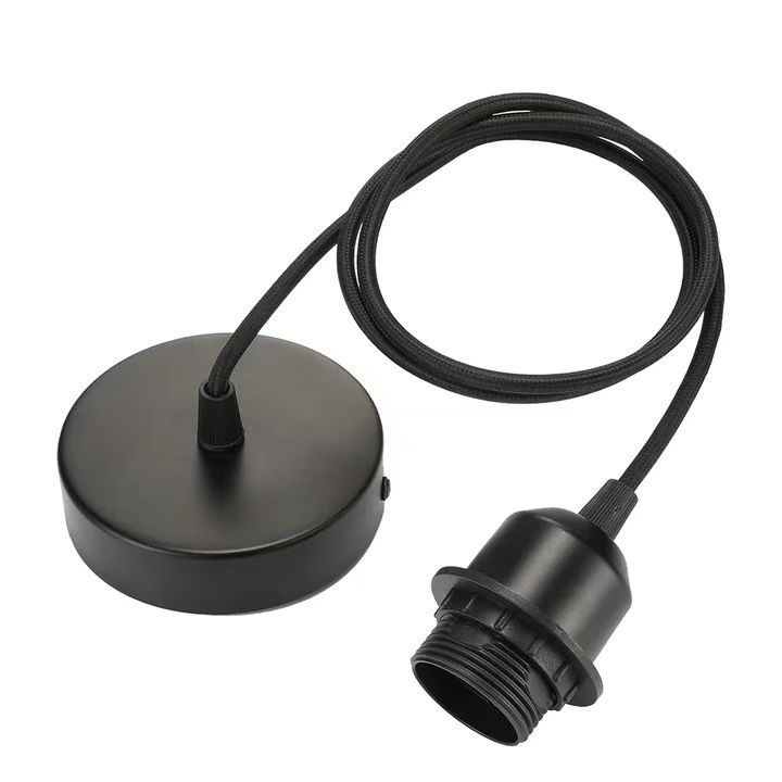 Fabricante al por mayor E27 diente completo con cable de 1 metro portalámparas portalámparas lámparas de iluminación portalámparas LED con placa de techo accesorios para lámparas de araña