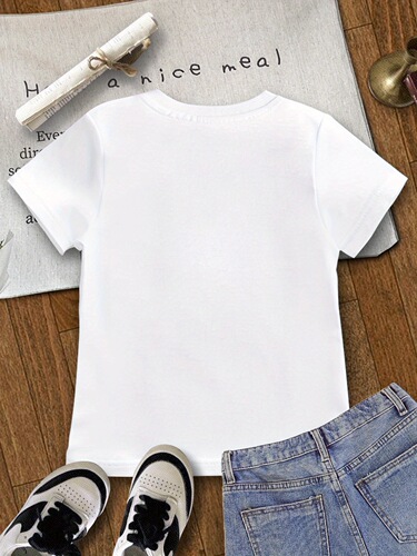 Cross-border foreign trade INS girl big kid pink bow print pattern girl summer short-sleeve T-shirt suitable for 5-14 years old