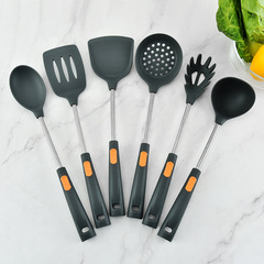 Silicone kitchenware set, small tube handle silicone kitchenware 6-piece set, silicone set, thickened spatula and spoon set, soup spoon and frying spatula