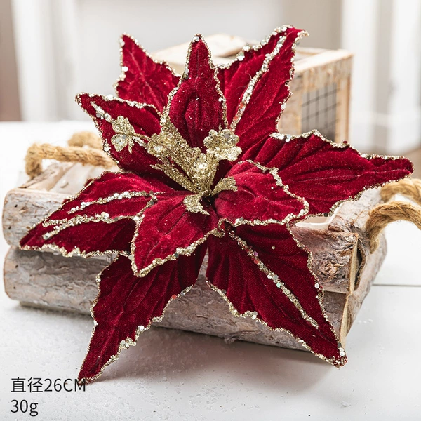 Jiu Red Velvet Christmas Flower 26cm