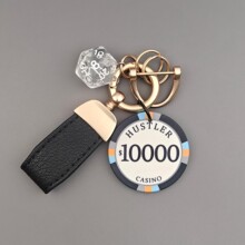 法式羊皮绳汽车钥匙扣简约钥匙链金属钥匙挂绳工厂批发原创筹码