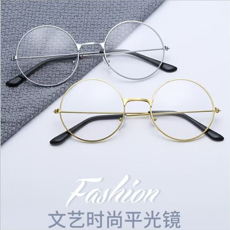 Korean-style No-power Prince Mirror Artistic Fashion Round Frame Glasses 7001 Harry Potter Round Retro Flat Mirror