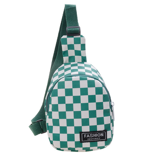 Boys chest bag Korean classic plaid children's waist bag sports trend brand children's shoulder bag casual small shoulder bag
