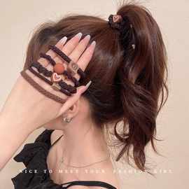 爱心头绳头发皮筋橡皮筋简约新款高弹力耐用马尾头饰发圈发绳皮套