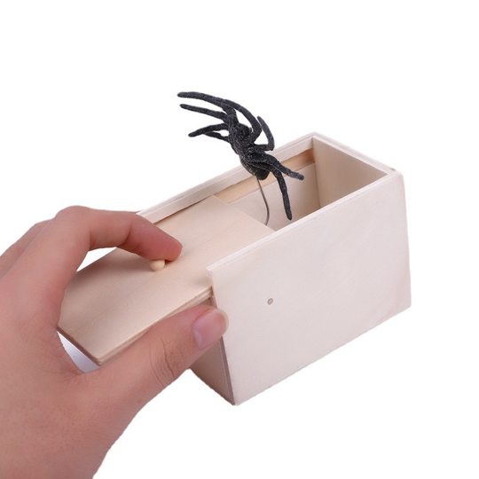 New Strange Toys Tricky Spider Starts Wooden Box Spider Horror Small Box Spider Kuso Spider