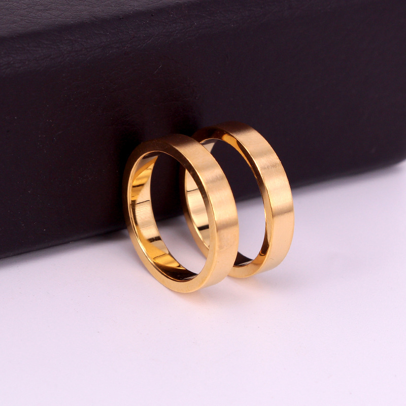 J2-311 Trendy Matte Sand Surface Index Finger Ring Popular Brushed Outer Sand Inner Smooth Unisex Couple Rings