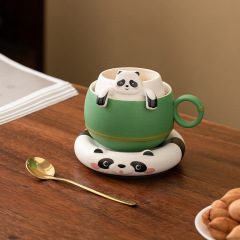 パンダ茶水分離カップオフィス家庭用マグカップ個人専用コーヒーカップかわいい女性フィルタカップ