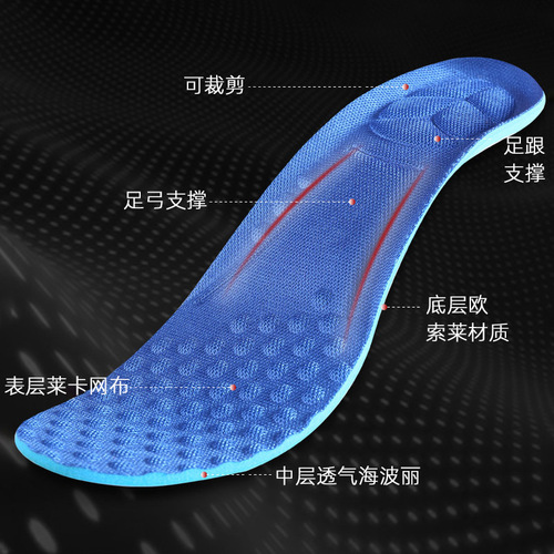 Insoles for men, sweat-absorbent, anti-odor insoles, sports shock-absorbing breathable summer sports shock-absorbing running basketball insoles for men and women