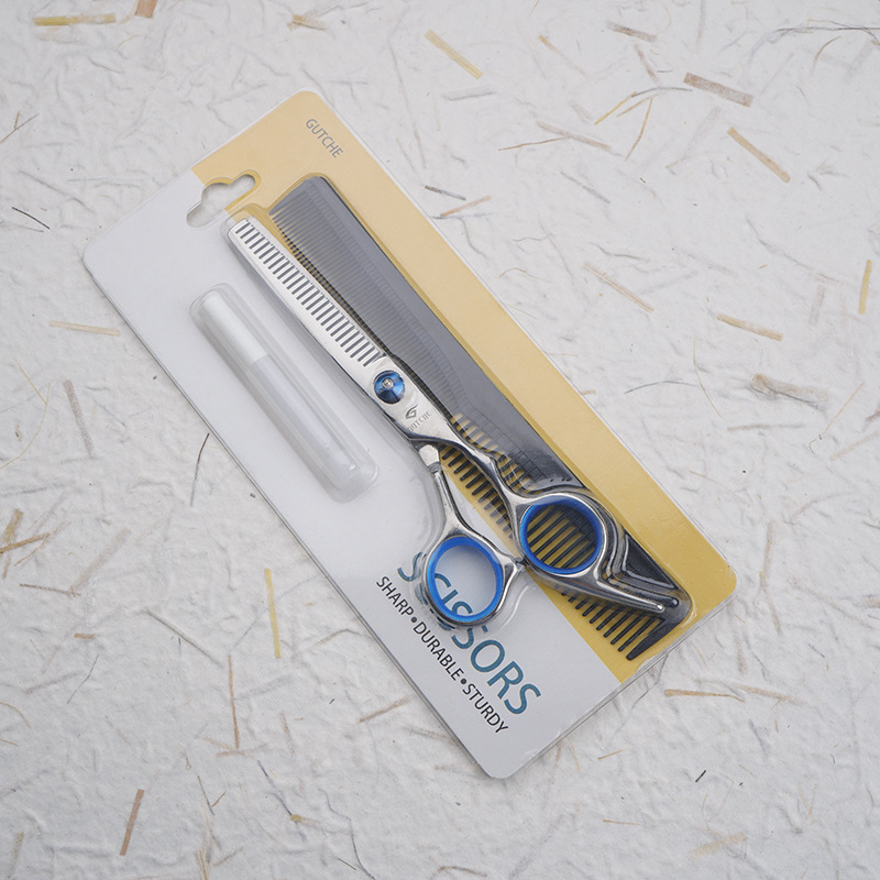 6 인치 청색 나사 이 가위 물집 종이 카드 [케어 오일 빗 부착]]