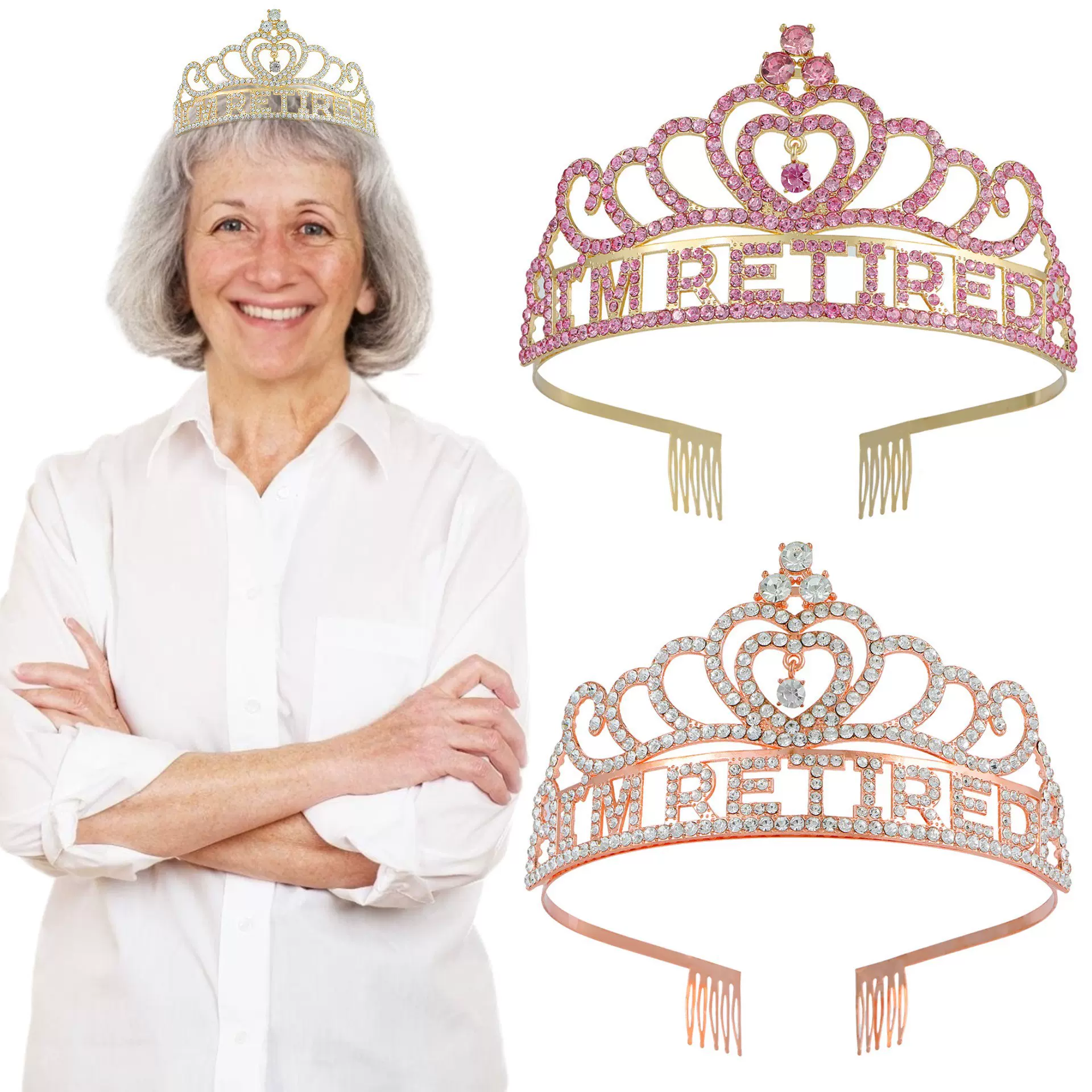 欧美跨境retired退休皇冠头戴发箍派对用品装扮礼物用品义乌配饰