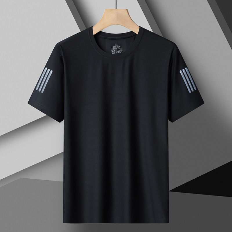 Ropa de secado rápido para hombres de manga corta de seda de hielo de verano extra grande, deportes y ocio, ropa de secado rápido para exteriores de gran tamaño transpirable, media manga para hombres image 15