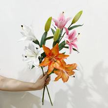 手感保湿小百合仿真花家居桌面装饰摆件橱窗造景假花婚庆花艺摄影