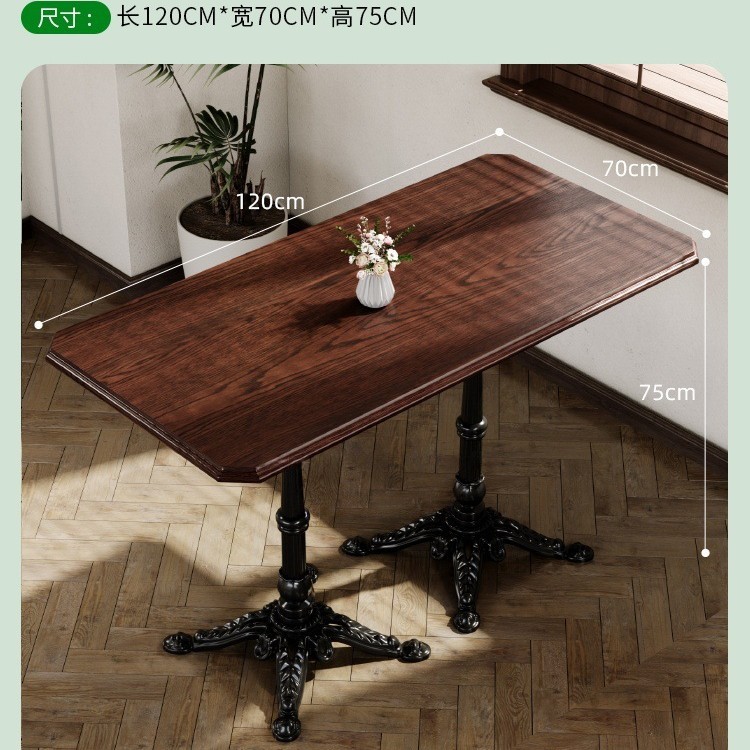Mesa y silla de cafetería americana retro francesa panadería de comida ligera dulces tienda de azúcar y agua bistrona mesa de madera maciza