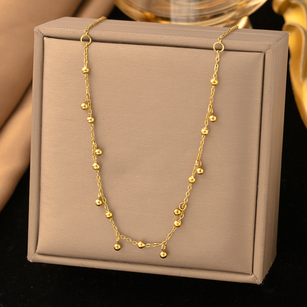 29【h326】ball tassel necklace gold