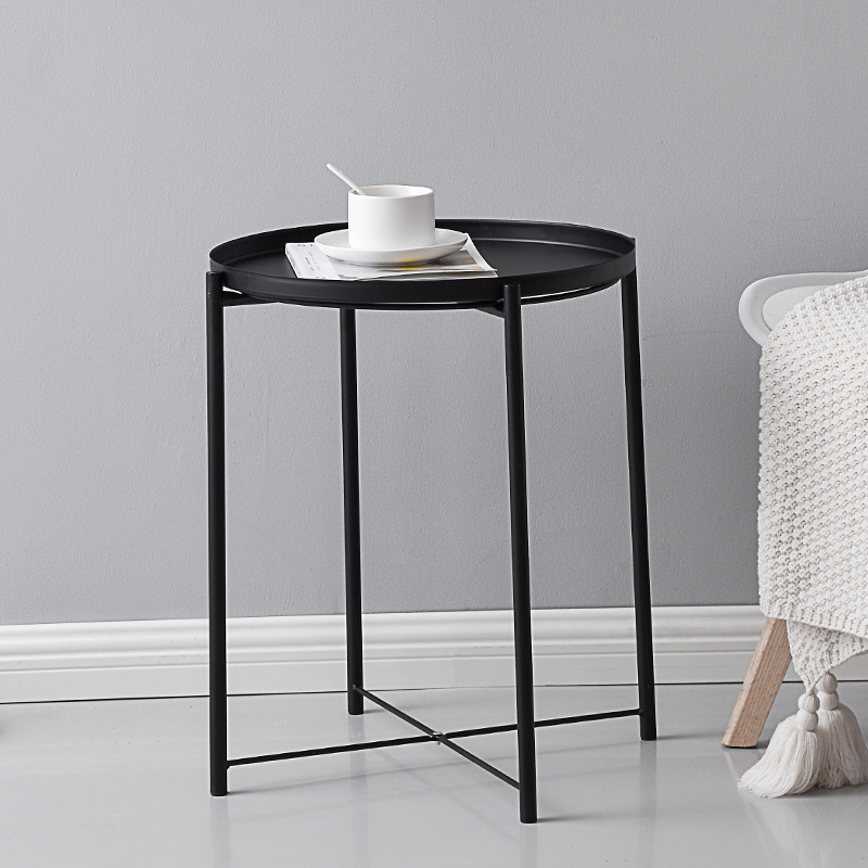 Mesa de centro nórdica pequeña mesa de bandeja simple mesa de café de metal mesa de centro de hierro forjado sofá cabecera pequeña mesa redonda mini esquina