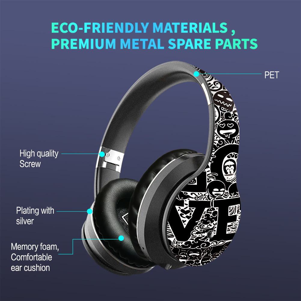 LULE新款无线蓝牙耳机头戴式折叠无线插卡立体声游戏礼品耳麦跨境