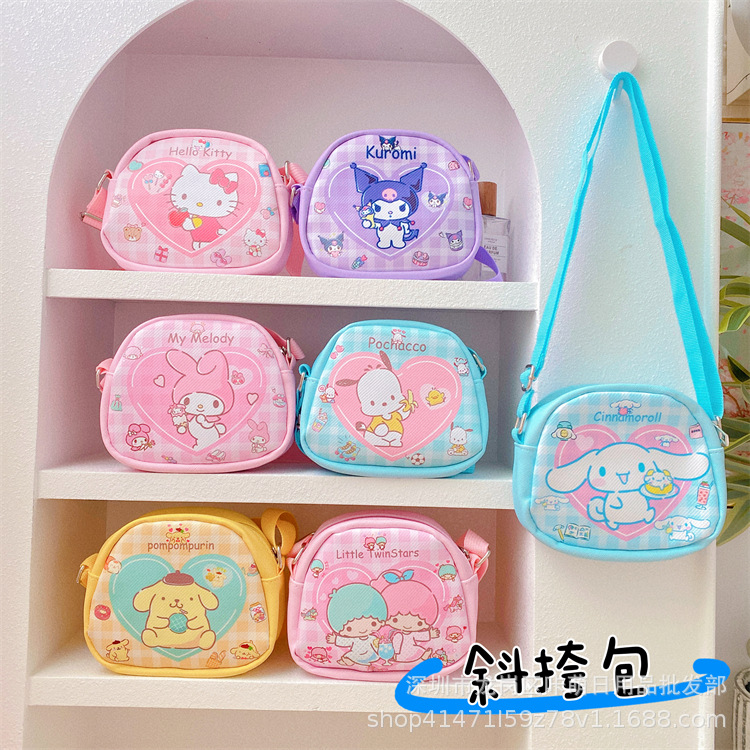 日系可爱少女心小号斜挎包 儿童圆形小背包 小恶魔零钱钥匙小皮包