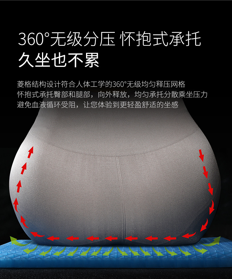 Summer Car Cool Cushion Monolithic Gel Seat Cushion Honeycomb Breathable Silicone Cool Car Cushion Office Cushion