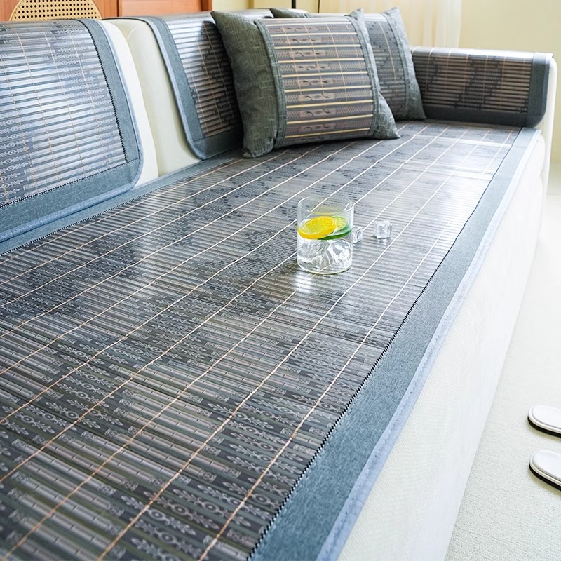 Estera de bambú cojín de sofá cojín de verano 2025 nueva sensación fría simple y moderna funda de sofá antideslizante tela de cubierta