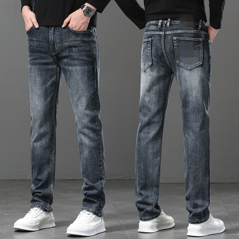 High-End Trendy European Brand 2026 New Men's Jeans, Washed, Stretchy, Loose Straight Fit, Simple Casual Style, Hot-Selling Item