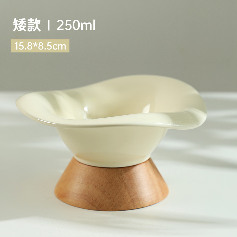 Nuevo gato de pie alto asiento de madera tazón de cerámica protección cervical perro tazón de arroz tazón de comida para gatos tazón antidetonante tazón para beber