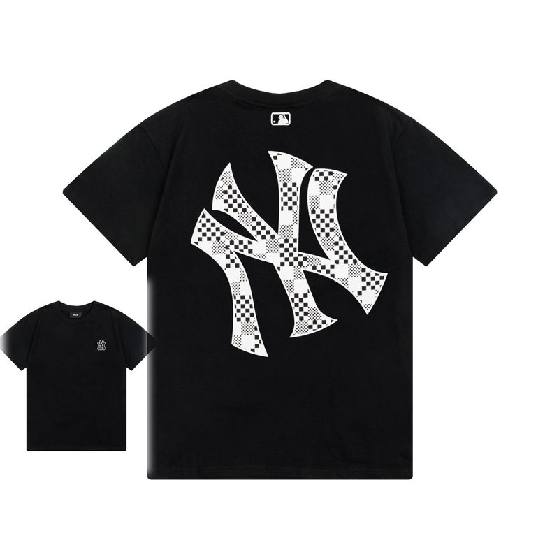 クロスボーダー MLB&NY ベーシックプリント高品質レディース T メンズ半袖コレクション共同ブランドの純綿通気性ボトリングシャツ|undefined