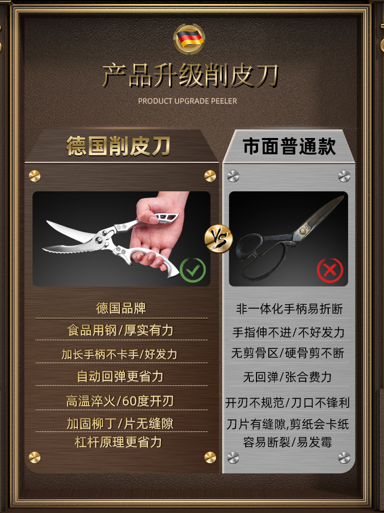 독일 주방 가위 다기능 가정용 티타늄 스틸 가위 치킨 오리 거위 뼈 수입 가위 식품 등급