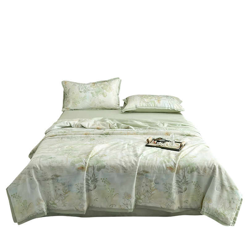 Edredón fresco de verano de tipo A, edredón fresco de cuatro piezas de seda de hielo de doble cara, edredón fresco de verano lavable a máquina, edredón de aire acondicionado lavado, edredón fino