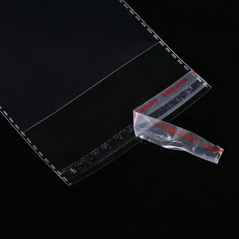 Bolsa OPP autoadhesiva, bolsa de plástico con adhesivo que no se seca, OPP transparente con bordes perforados, bolsa para ropa, bolsa autosellable para libros, engrosada.