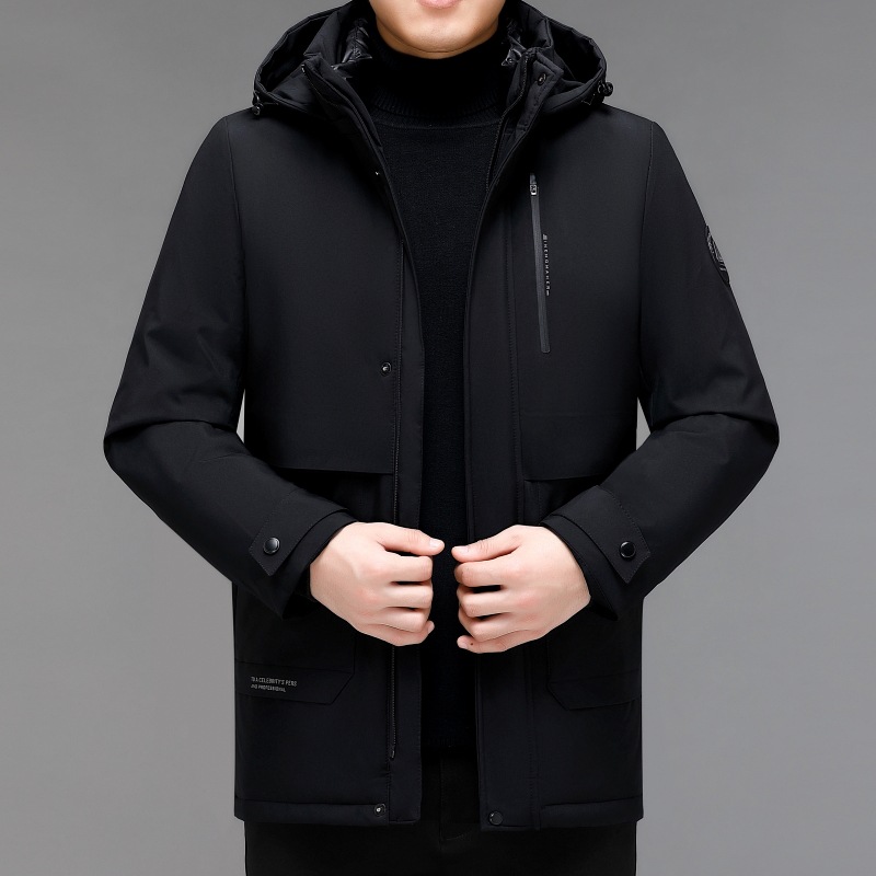 花公子男士加厚棉服秋冬中老年爸爸装连帽大码中长款棉衣保暖外套