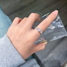 简约韩版十字花几何锆石戒指女高级感设计时尚开口食指戒厂家直销