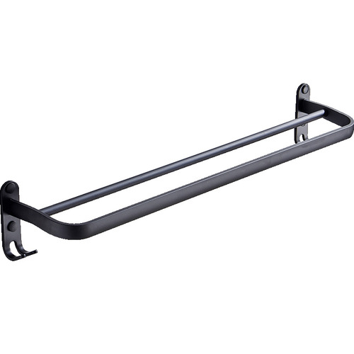 Towel rack punch-free bathroom single pole double pole space aluminum black toilet hanging rod wall-mounted bathroom towel bar