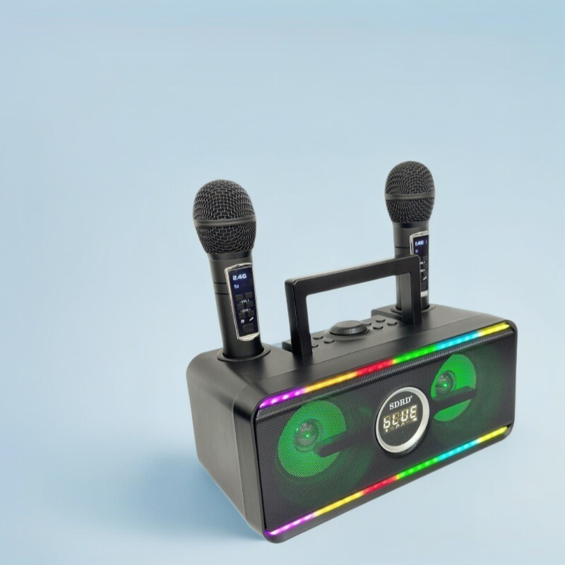 新しい SD216 カラーライト Bluetooth スピーカーデュアルマイクカラオケオールインワンポータブル屋外 KTV 歌う子供用マイク|undefined