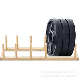 跨境木质杠铃片收纳架实木落地式杠零片存储架木制杠零片存储架