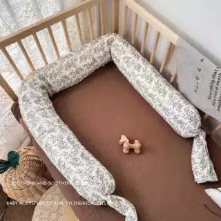 婴儿床围软包防撞豆豆绒防翻滚圆柱长条抱枕安抚婴儿床中床糖果枕