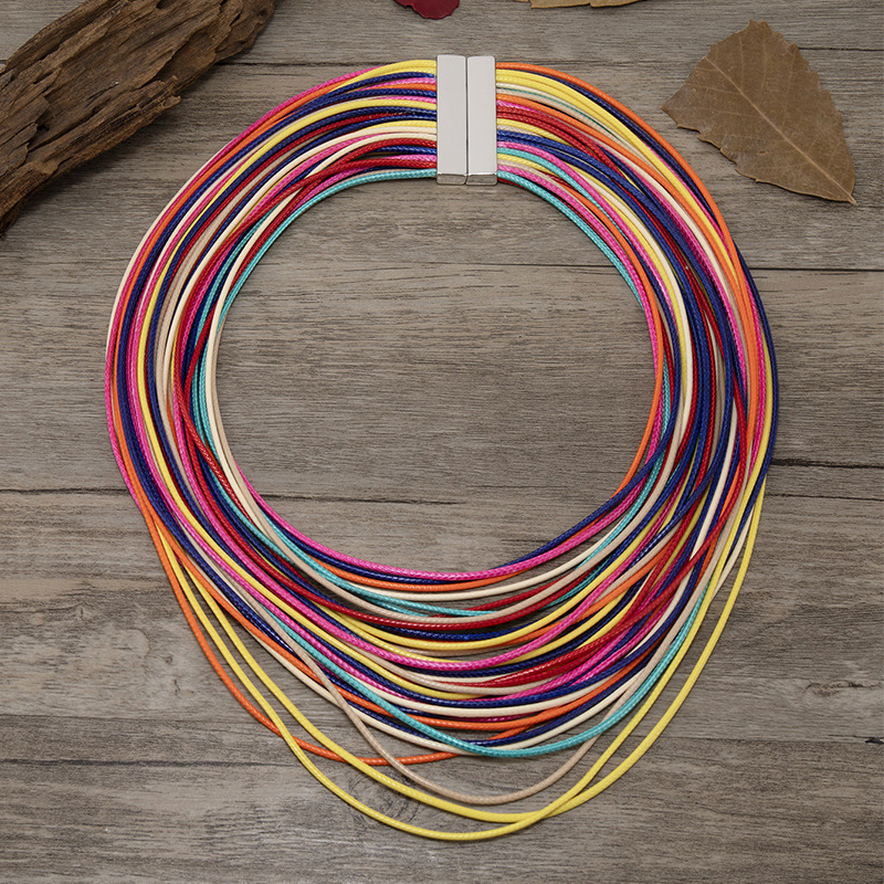 88g Weight Layered Necklaces Classification Travel Occasion Pu Leather, Alloy Material Geometric Pattern Women'S Gender Ethnic Style Style Ethnic Style Geometric Pu Leather Alloy Women's Layered Necklaces 2