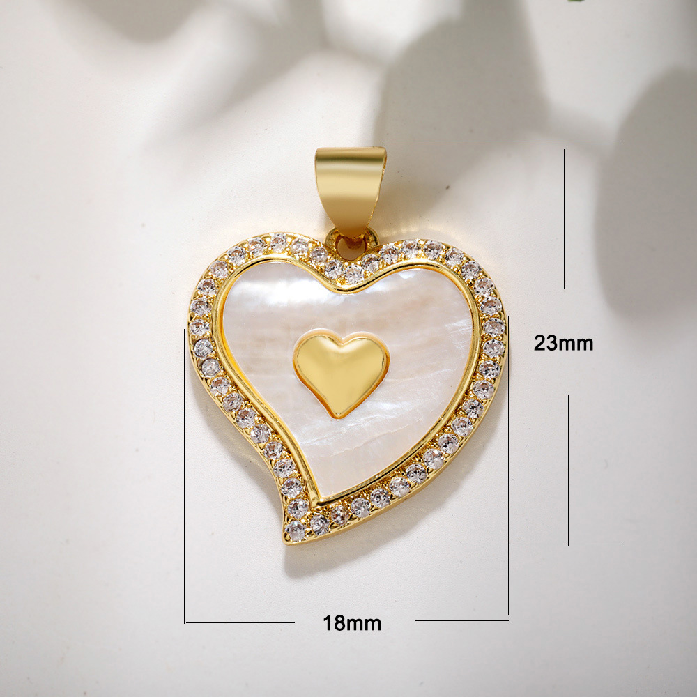 Copper Material 1 Piece 15 * 20mm Copper Zircon Heart Shape Pendant