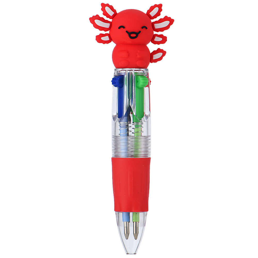 Transfronterizos lindos dibujos animados salamandra bolígrafo de cuatro colores mini bolígrafo de color bolígrafo de papelería regalo al por mayor