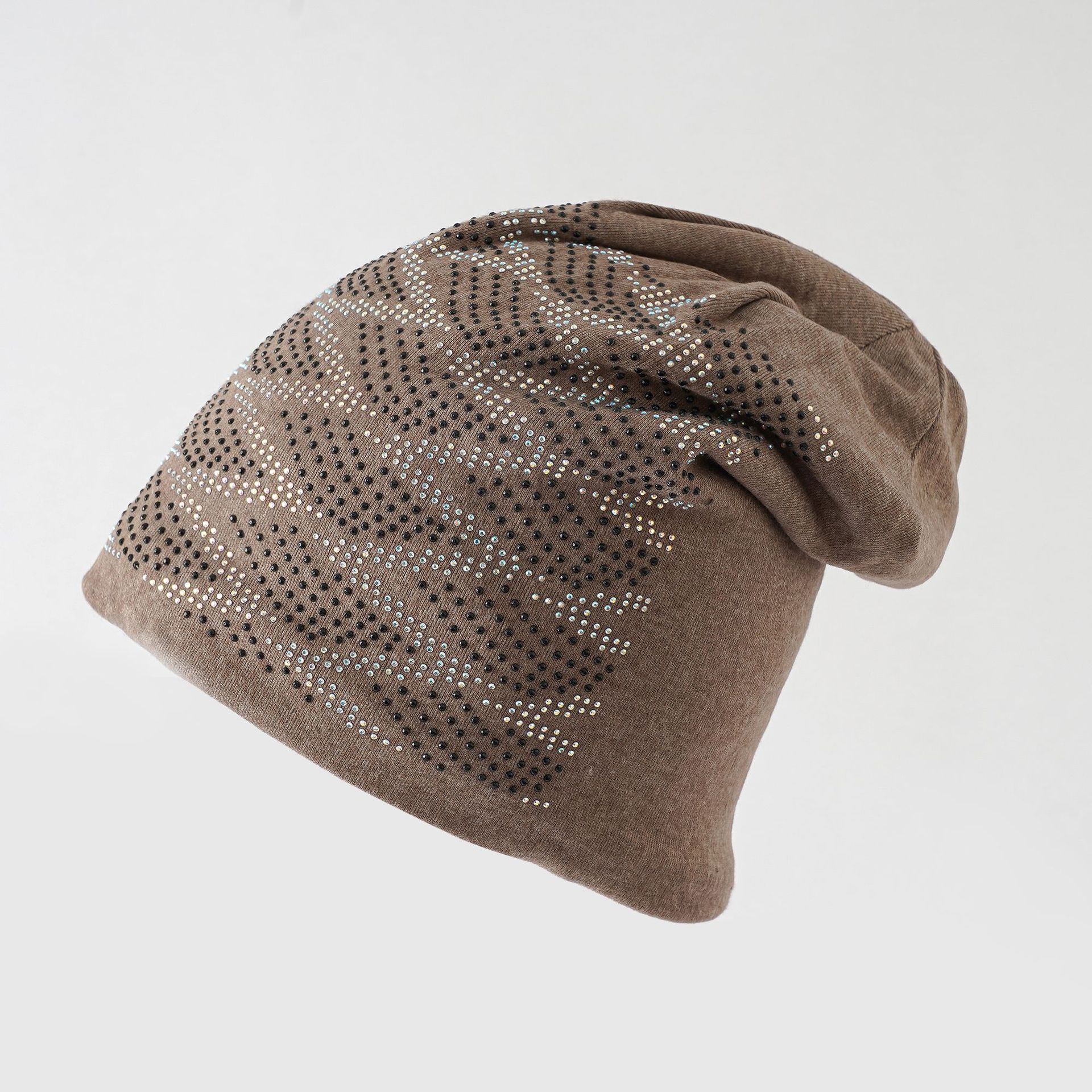 Moda de otoño e invierno sombrero de diamantes de imitación sombrero de pila de mujer con forro polar cálido sombrero de Jersey protección del oído puntera al aire libre