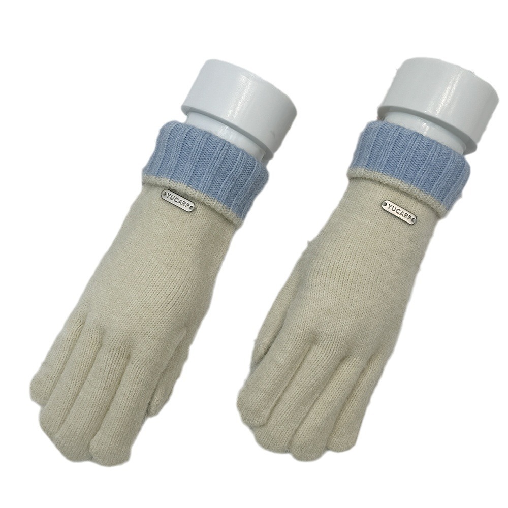 Otoño y invierno de color sólido nuevo guante de punto de moda con pantalla táctil al aire libre a prueba de viento y calor a prueba de frío de cinco dedos guantes largos