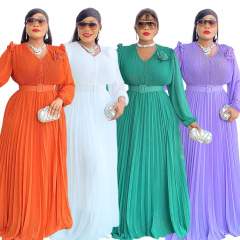 アマゾン欧米のドバイの優雅なロングスカートのクロスボーダーの新型のビーズの婦人服の大きいサイズの速売はアフリカのワンピースに通じます。