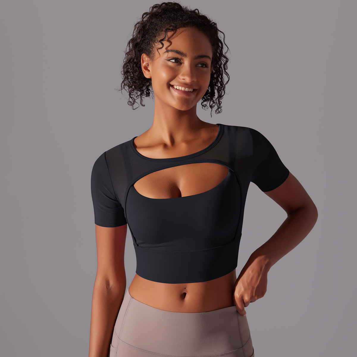 182g Weight Short Sleeve Sleeve Length Pullovers Placket Type Nylon, Spandex Fabric Type Short Top Length T-shirt Tops Type Yoga, Sports Occasion Round Neck Neckline Solid Color Pattern Women Gender Hollow Out Craft Fitness Sport Style Solid Color Nylon Spandex Round Neck Hollow Out Active Tops T-shirt 29