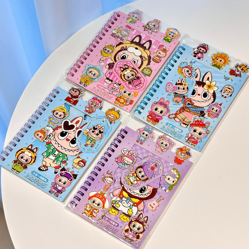 ネットセレブのラブブコイルノート、見栄えの良いスリーインワンLABUBUポータブルポケットノート、かわいいハンドブック|undefined