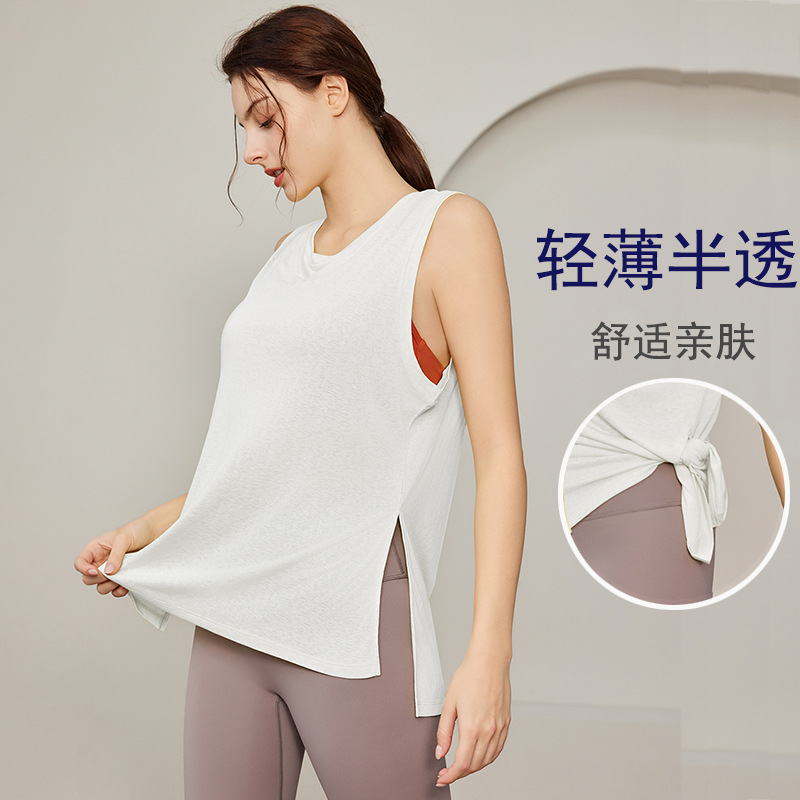 Yoga clothes sleeveless T-shirt Pilates running training fitness top quick-drying sports vest loose breathable blouse