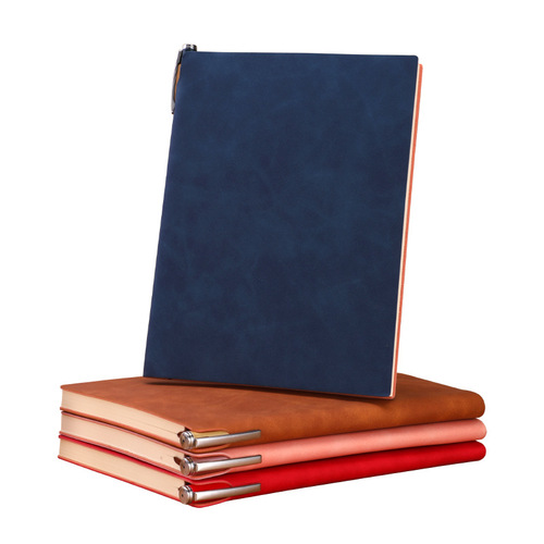 Wholesale A5 pens and notebooks, soft cover leather meeting record books, simple college student memo books, printed with LOGO
