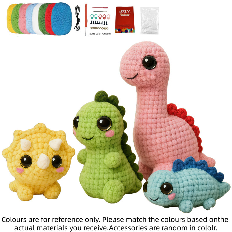 Multiple Types of Dinosaur DIY Crochet Kits for Beginners, Including Materials and Instructions + Tutorials