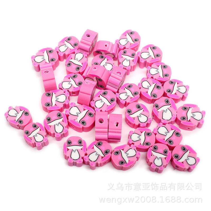 Cuentas de cerámica suave DIY, caras sonrientes, sueltas para pulseras y collares