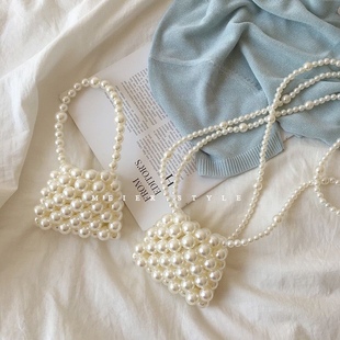 Pearl Bag Finished Small Pearl Bag Crossbody New Niche Handmade Woven High-end Coin Purse Beaded Bag diy