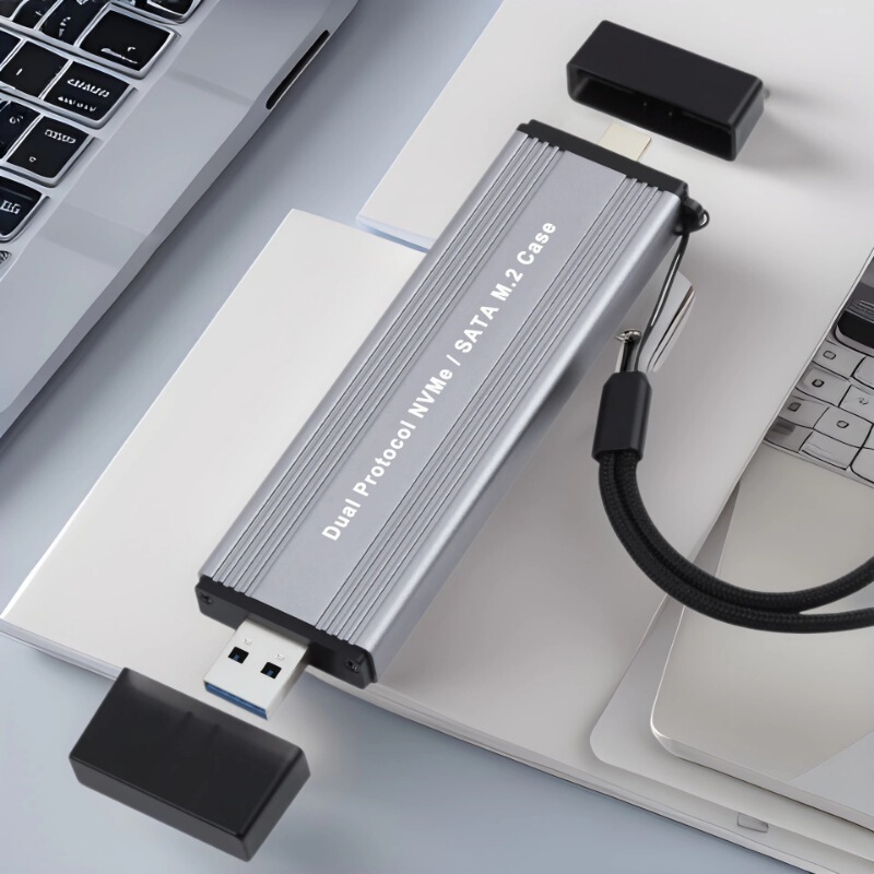 Dual Protocol M.2 Hard Drive Enclosure 10Gbps Nvme/Sata Two-In-One Solid State Mobile Hard Drive Enclosure U Disk Style