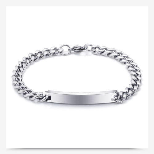 Light plate long strip with engraving laser titanium steel stainless steel men and women couple bracelet Wish Amazon wholesale hot sale